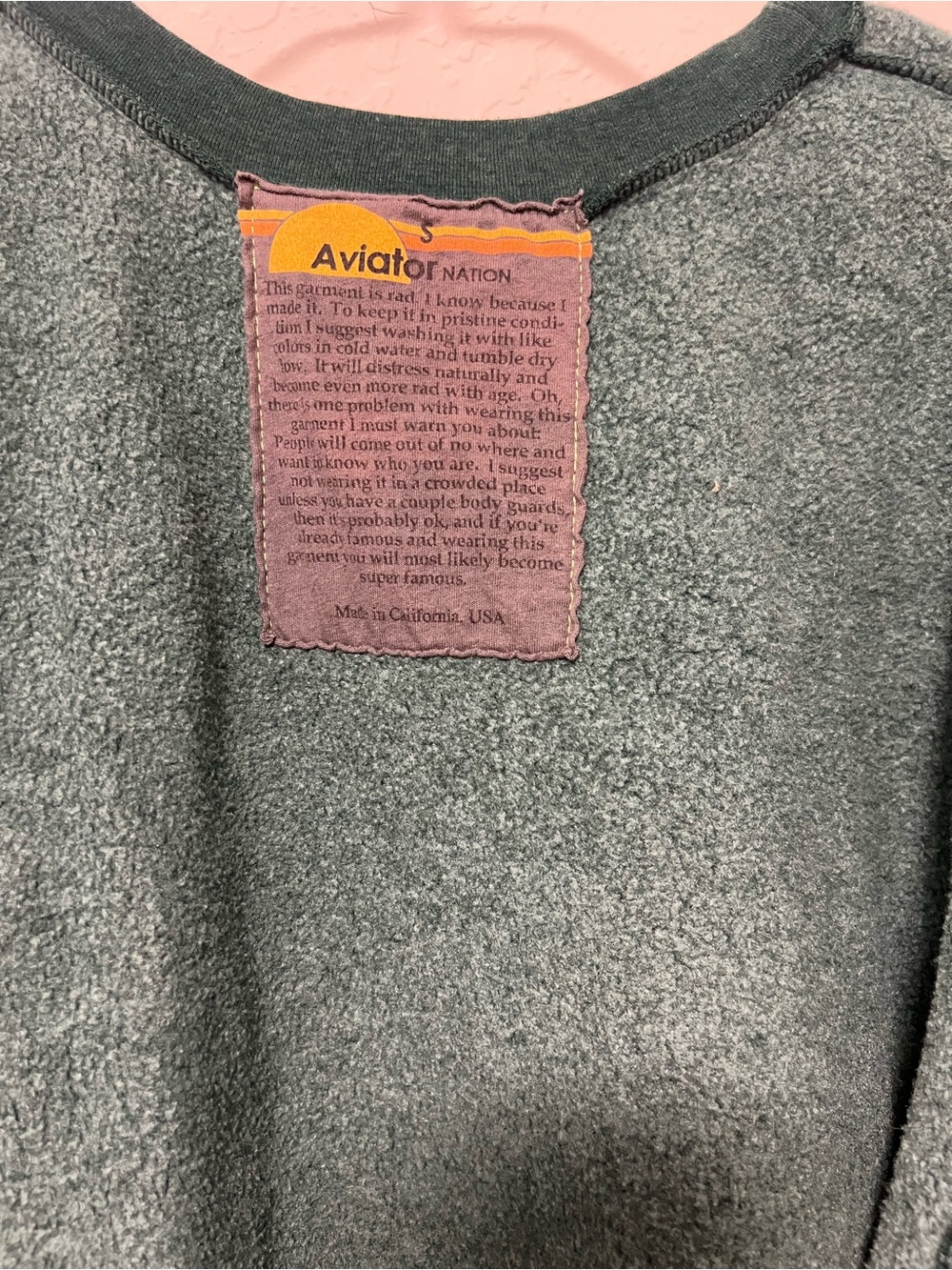 Aviator Nation Forest Green Logo Relaxed Crew Sweatshirt Size S Like New - Picture 8 of 8